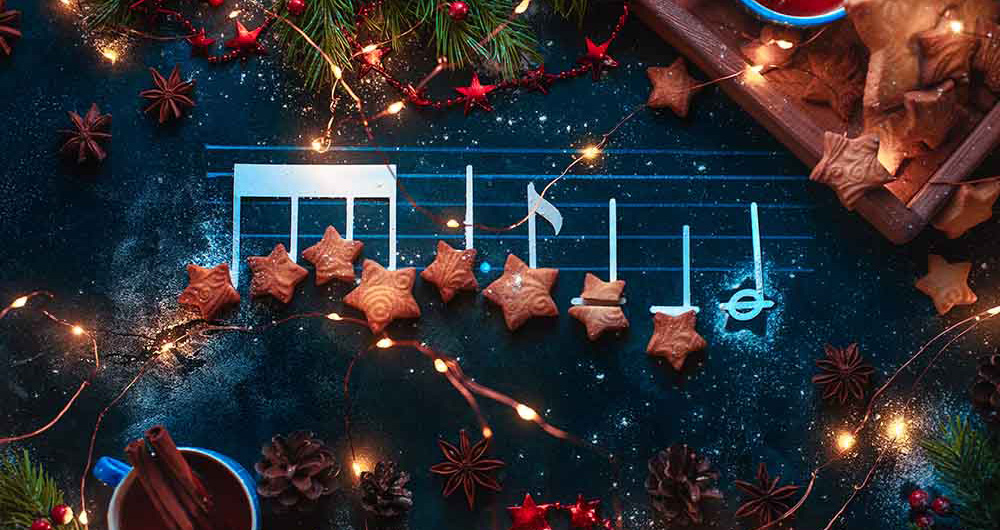 christmas biscuits in the shape of music notes